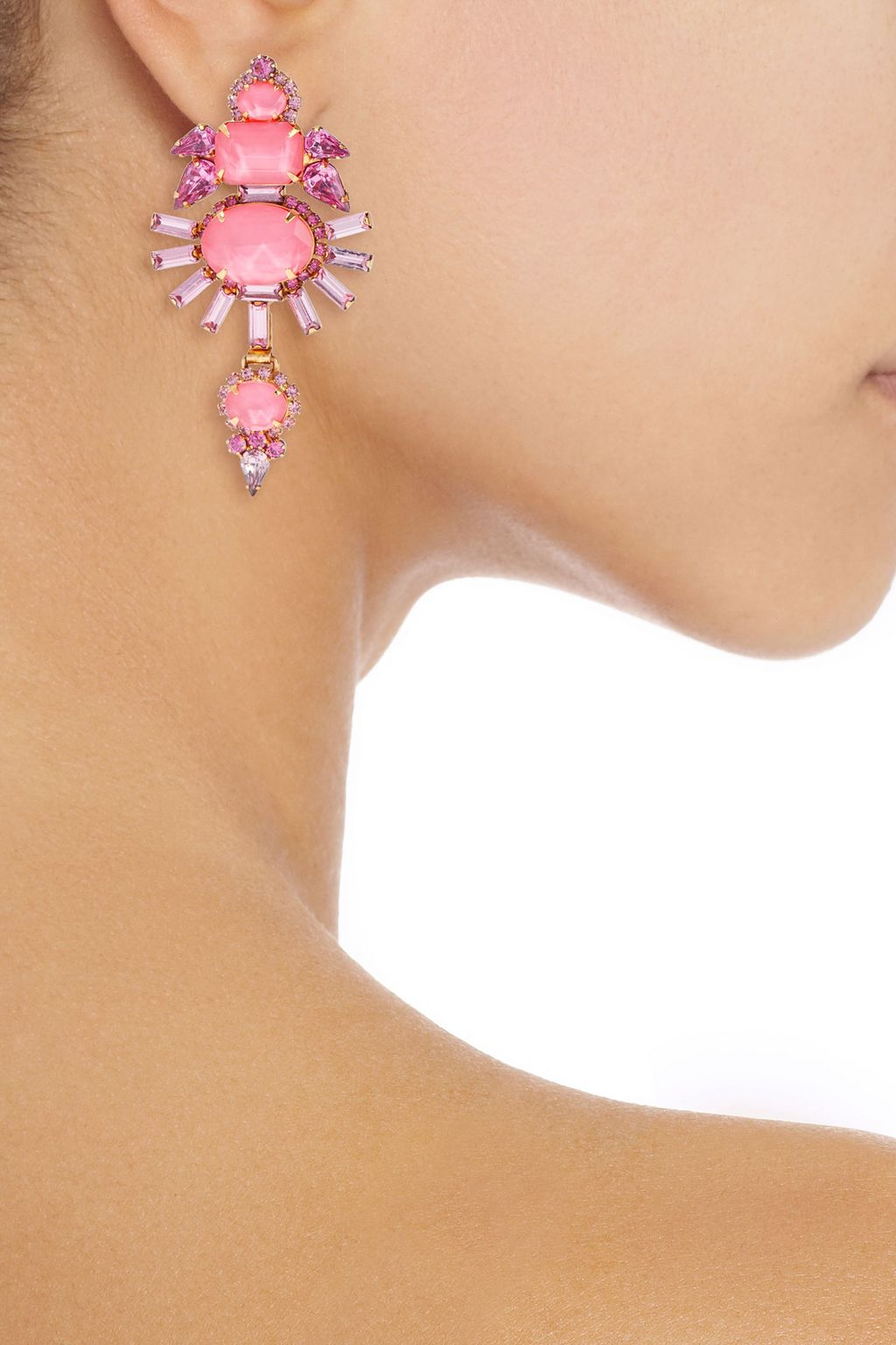 ELIZABETH COLE Henning 24-karat gold-plated, Swarovski crystal and stone earrings