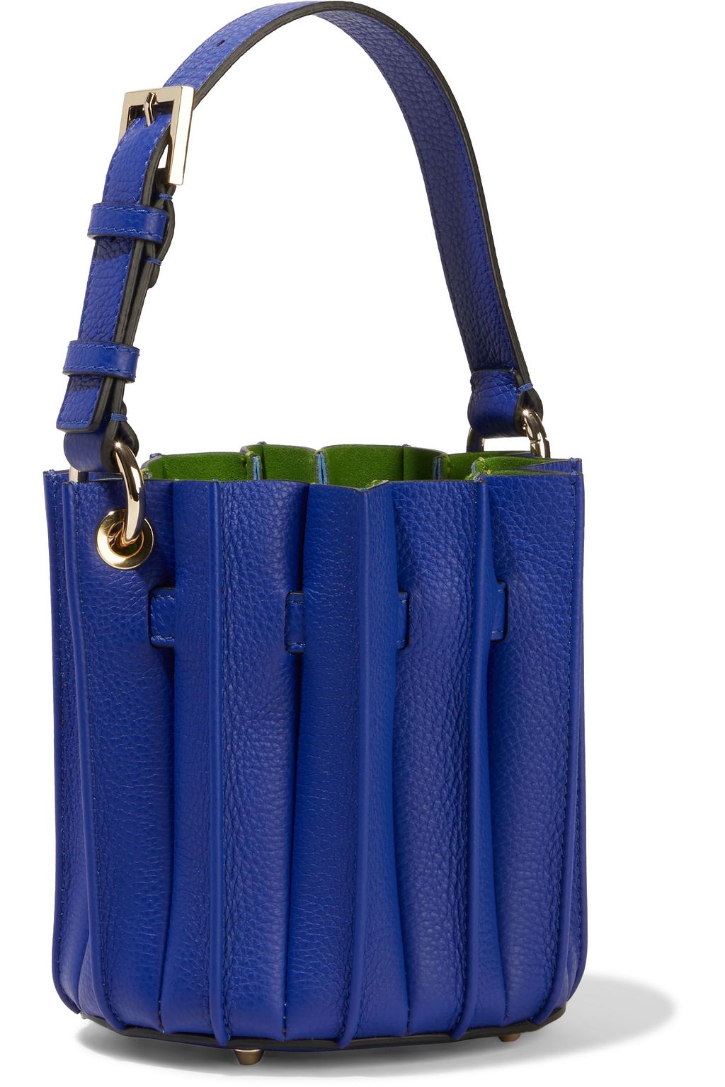 SARA BATTAGLIA Plissé mini textured-leather bucket bag