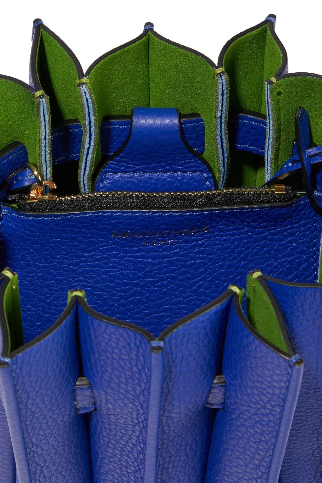 SARA BATTAGLIA Plissé mini textured-leather bucket bag
