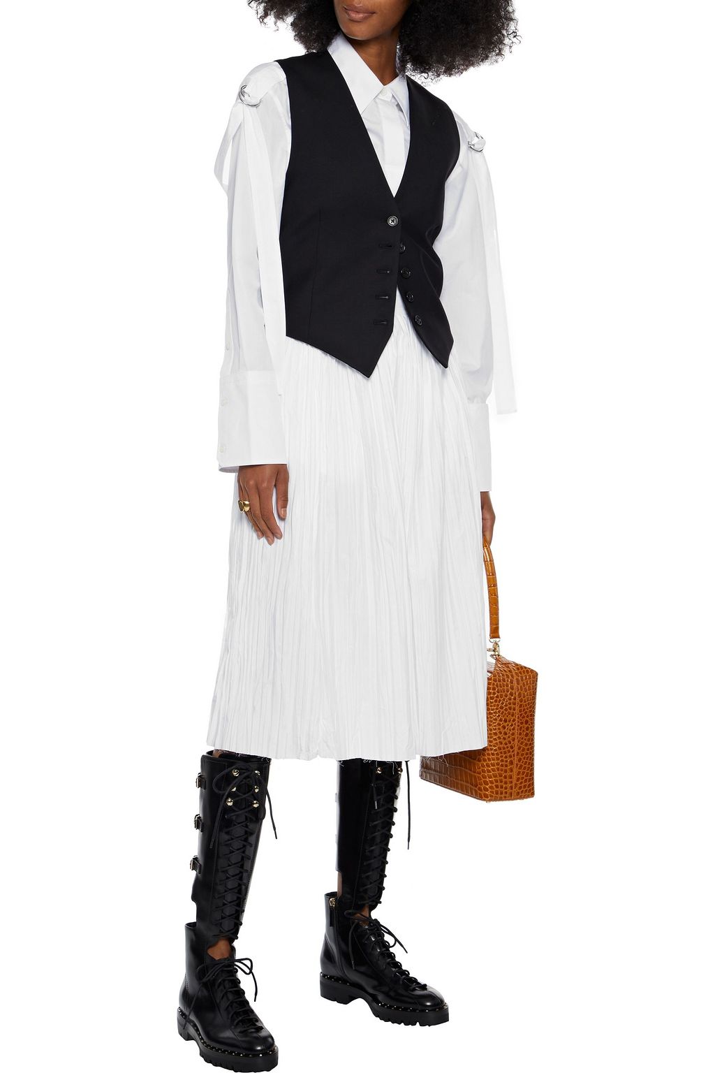 KHAITE Sylvia pleated cotton-poplin skirt