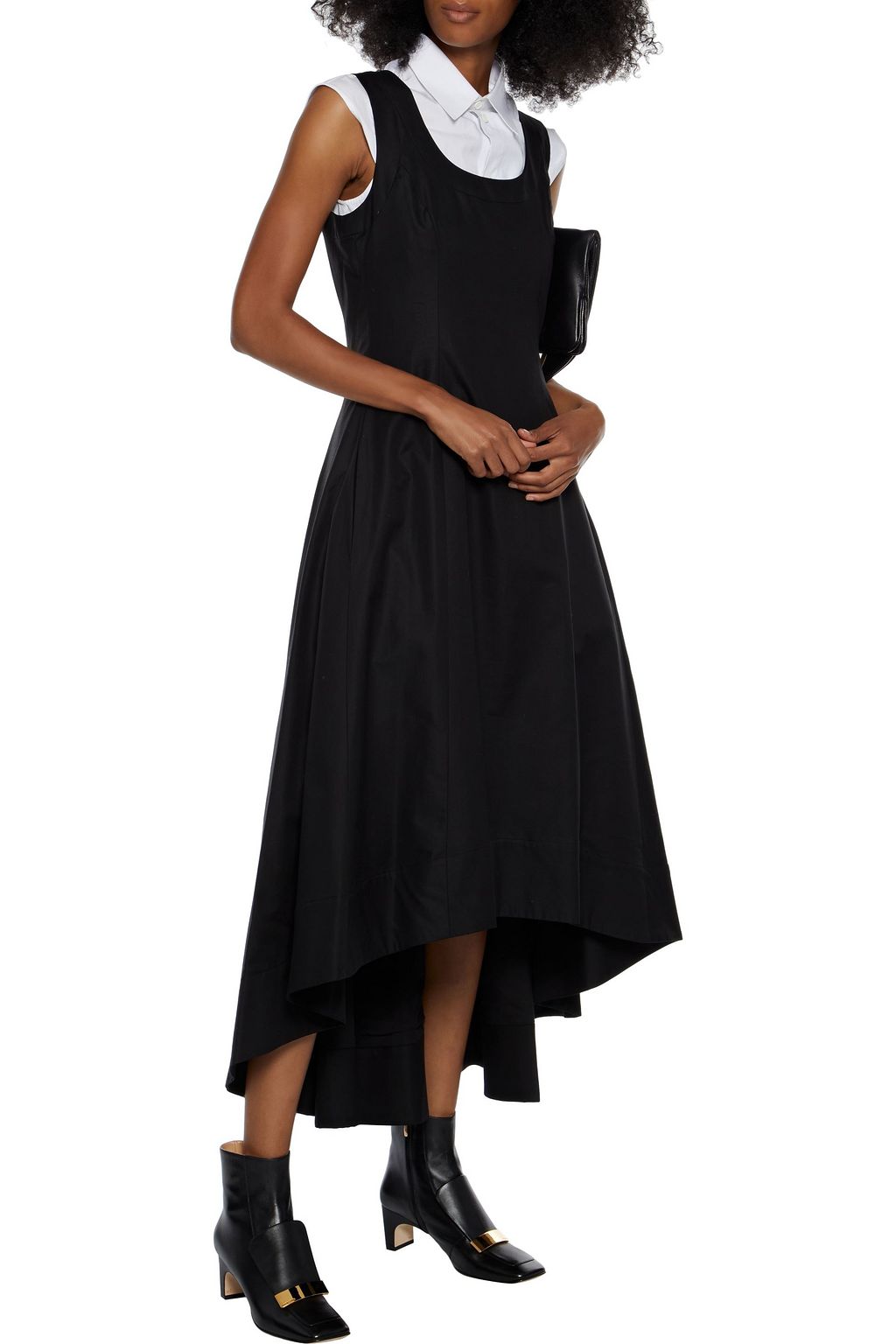 KHAITE Mali asymmetric cotton-twill midi dress