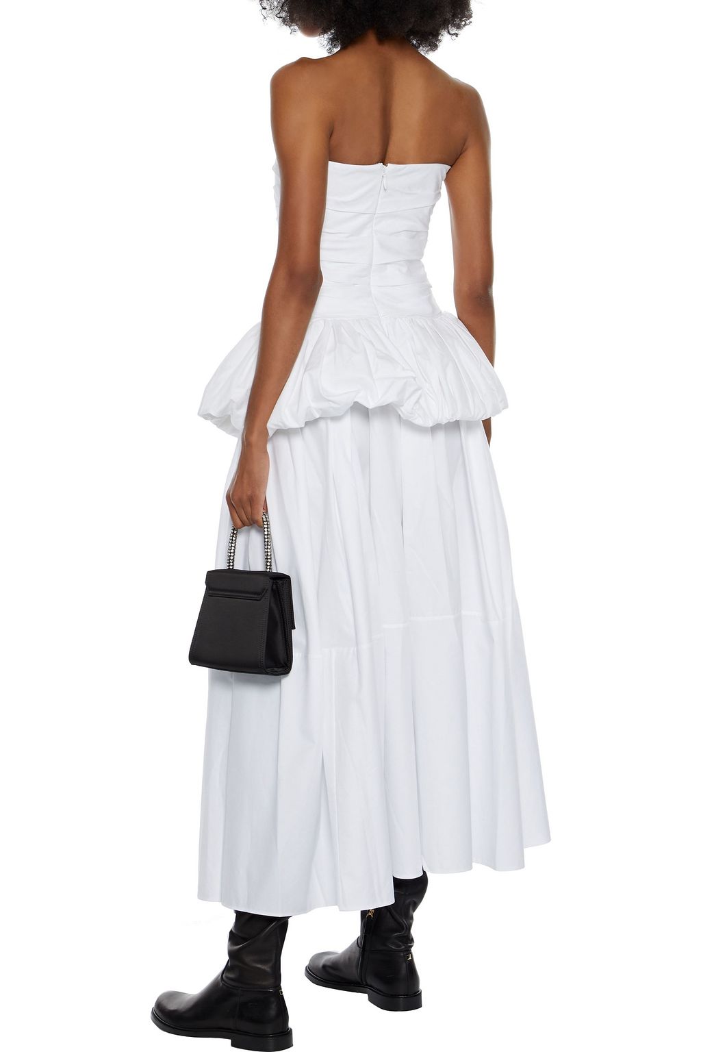KHAITE Pleated cotton-twill midi skirt