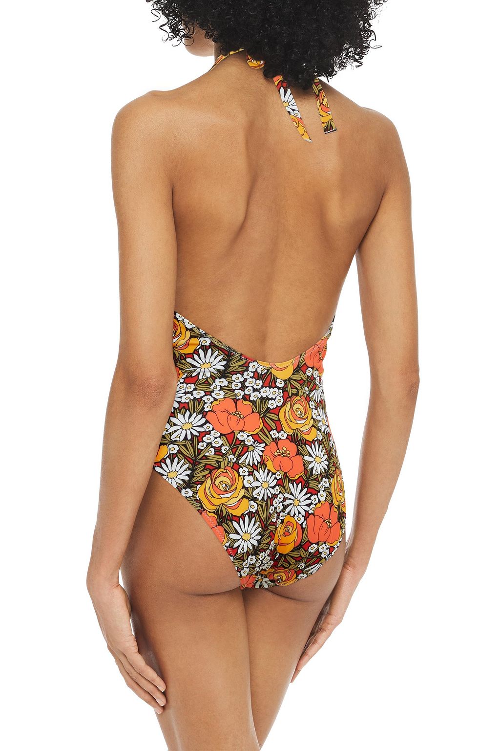 SOLID & STRIPED X RE/DONE Floral-print halterneck swimsuit