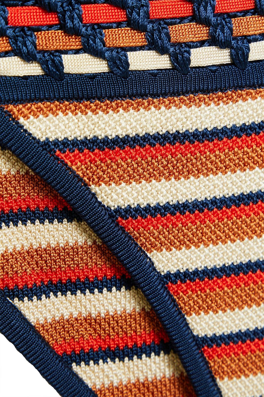 SOLID & STRIPED X RE/DONE Striped crocheted mid-rise bikini briefs