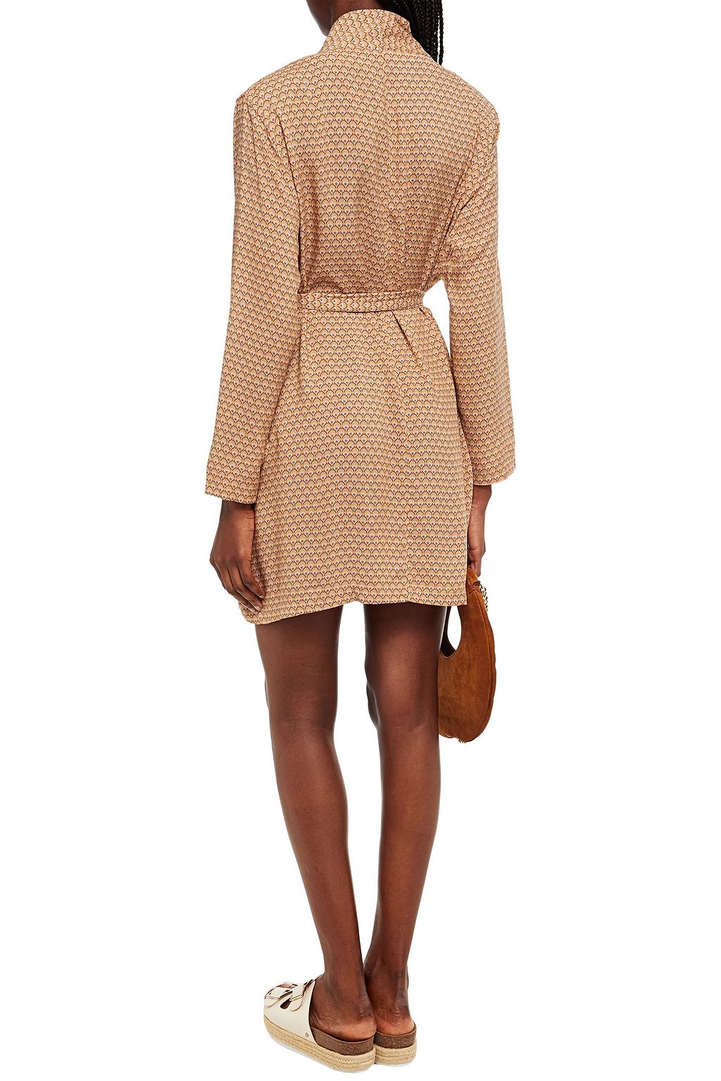 AMERICAN VINTAGE Belabay belted printed crepe de chine mini wrap dress