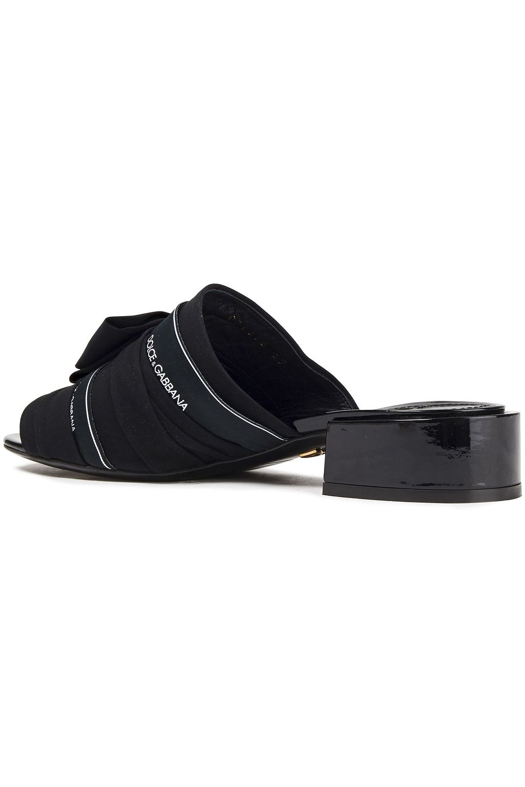 DOLCE&GABBANA Leather-trimmed embellished crepe mules