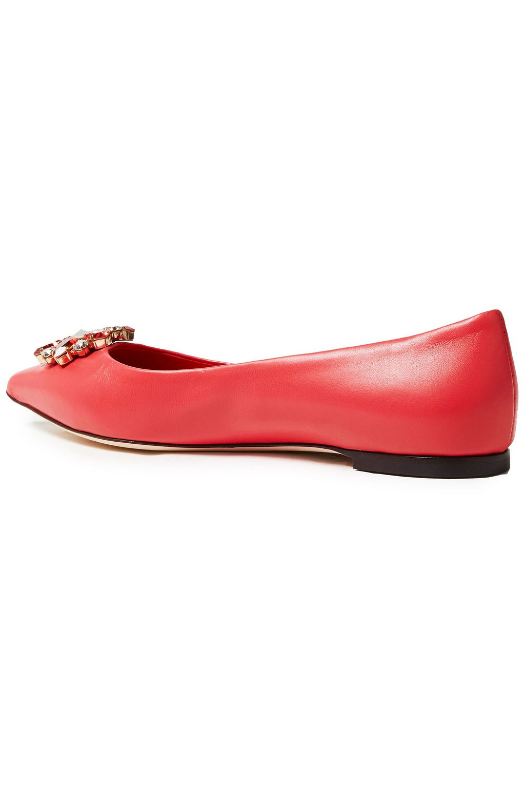 DOLCE&GABBANA Crystal-embellished leather point-toe flats