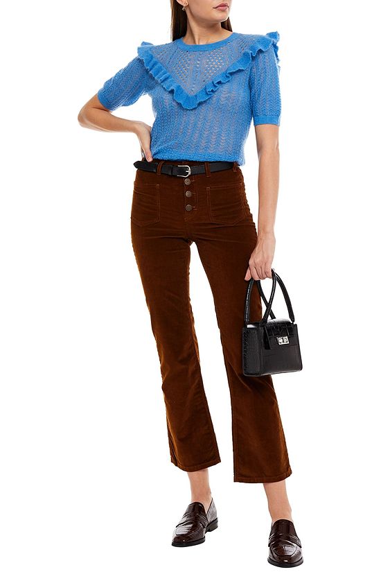Varley Manae Pointelle Knit Top in Bijou Blue