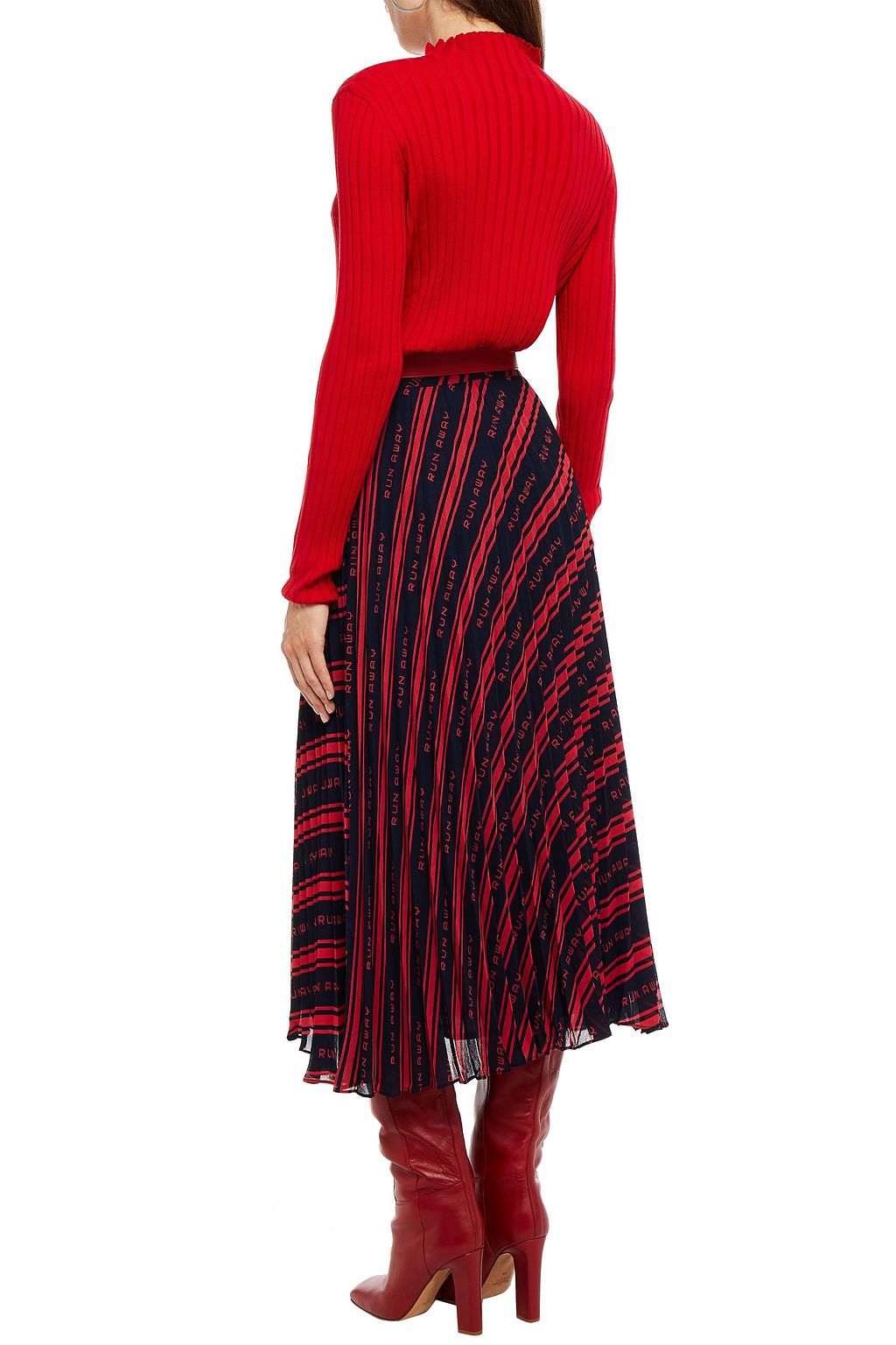CLAUDIE PIERLOT Soudain pleated printed chiffon midi skirt