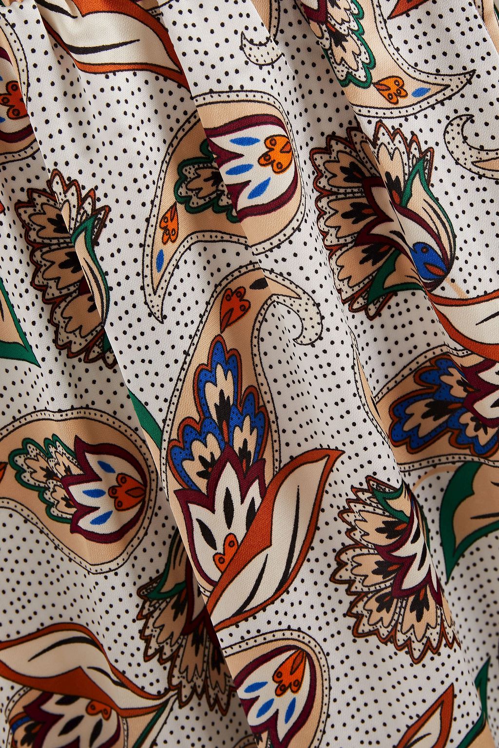 MAJE Shirred printed satin dress