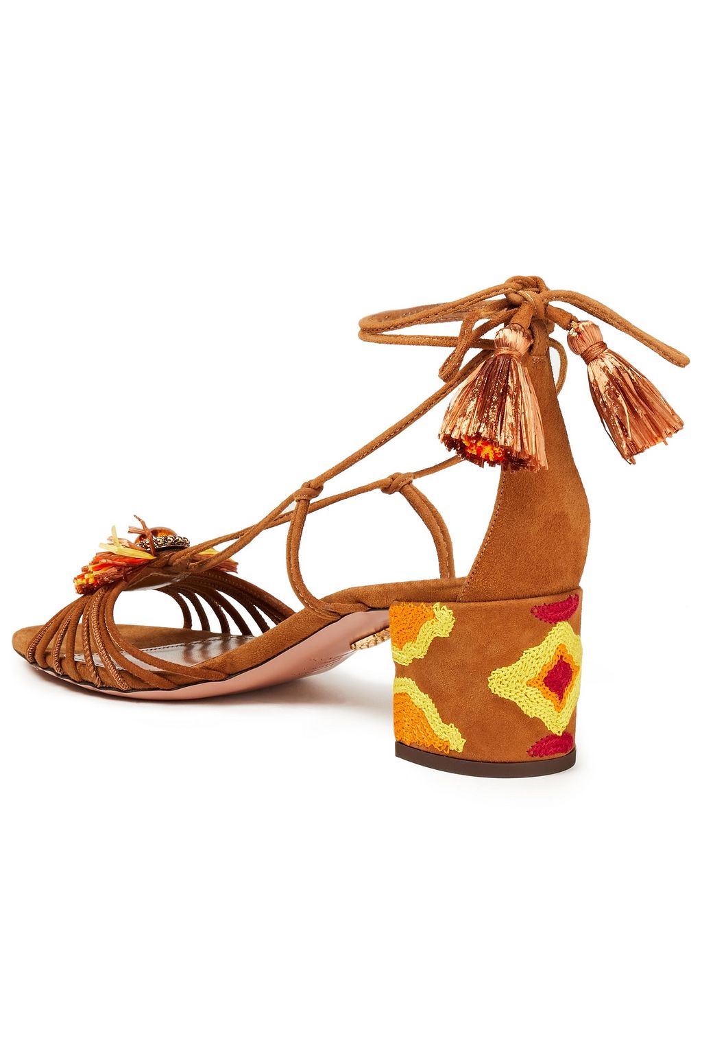 AQUAZZURA Samba 50 embellished suede sandals