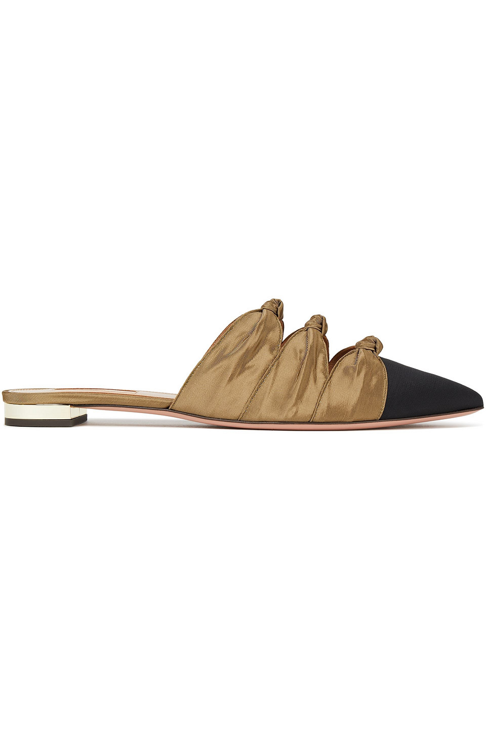 Aquazzura Woman Mondaine Two-tone Grosgrain Slippers Taupe Size 37