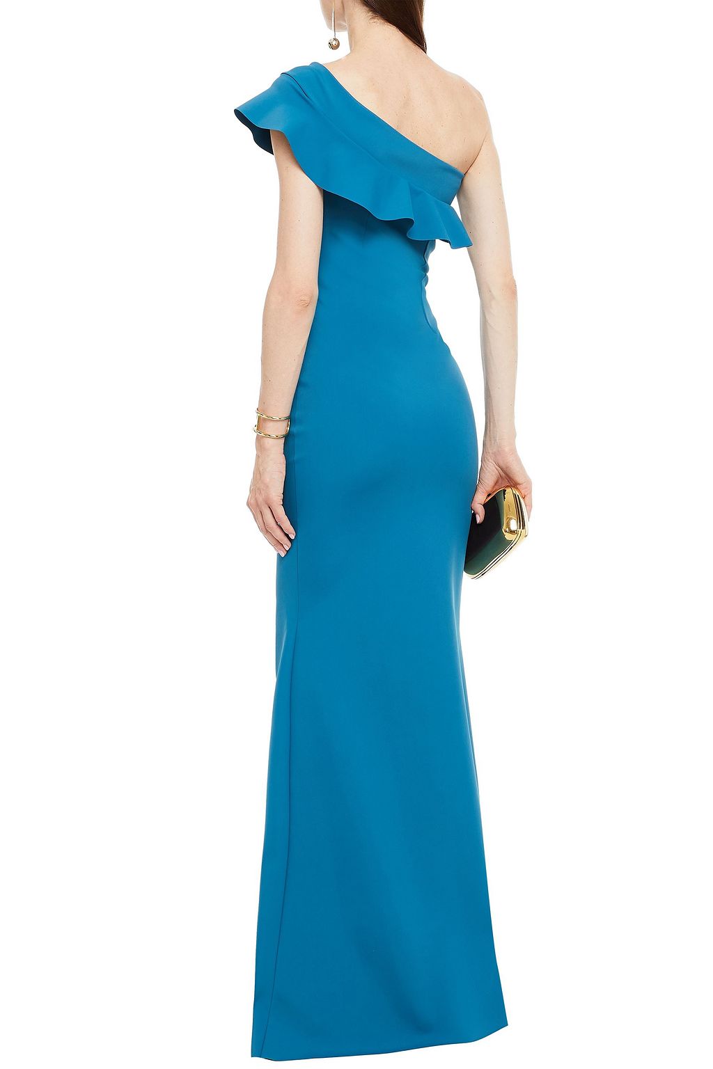 CHIARA BONI LA PETITE ROBE Fia one-shoulder ruffled stretch-ponte gown
