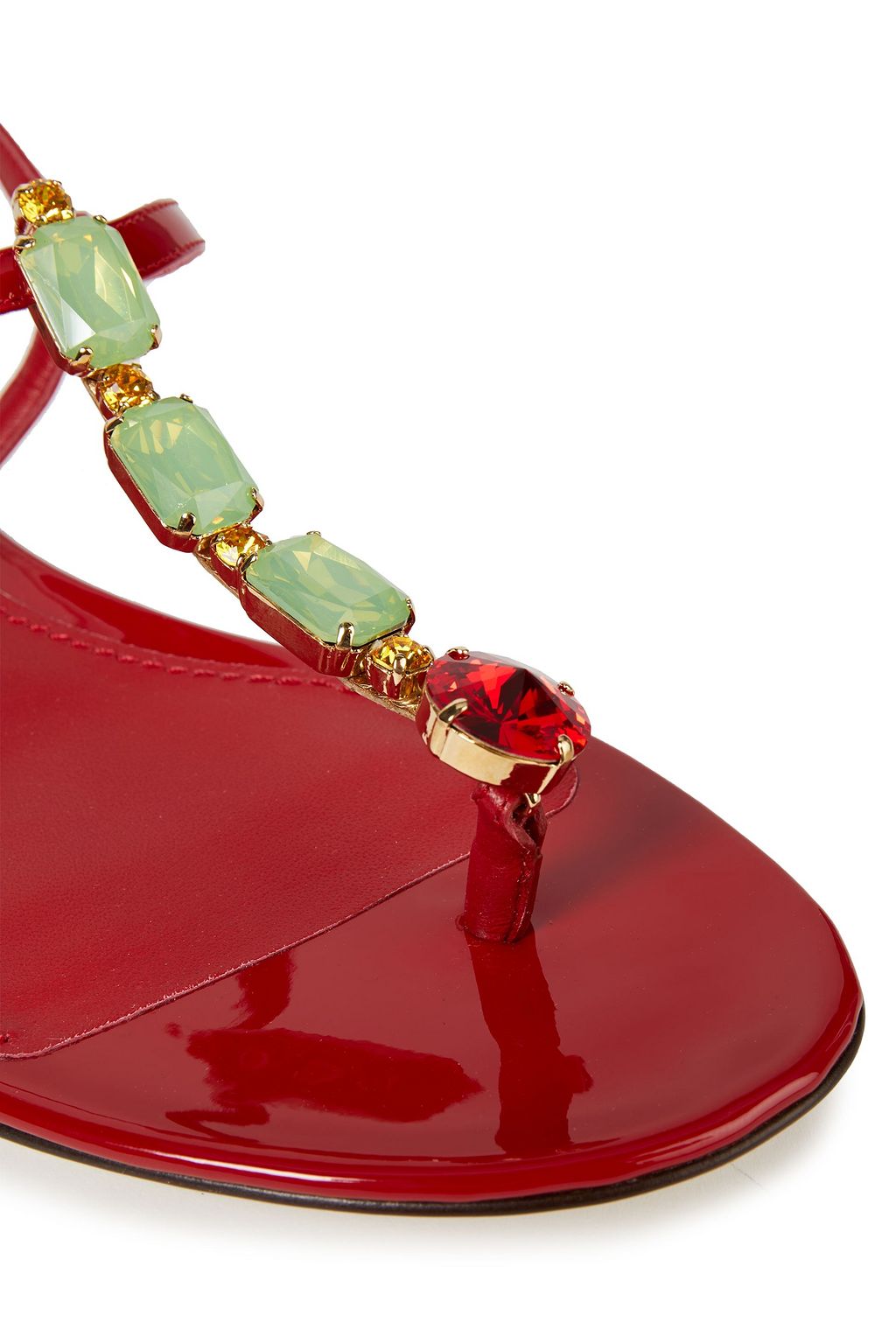 DOLCE&GABBANA Embellished patent-leather slingback sandals
