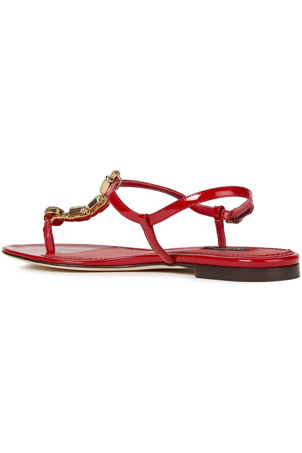 DOLCE&GABBANA Embellished patent-leather slingback sandals