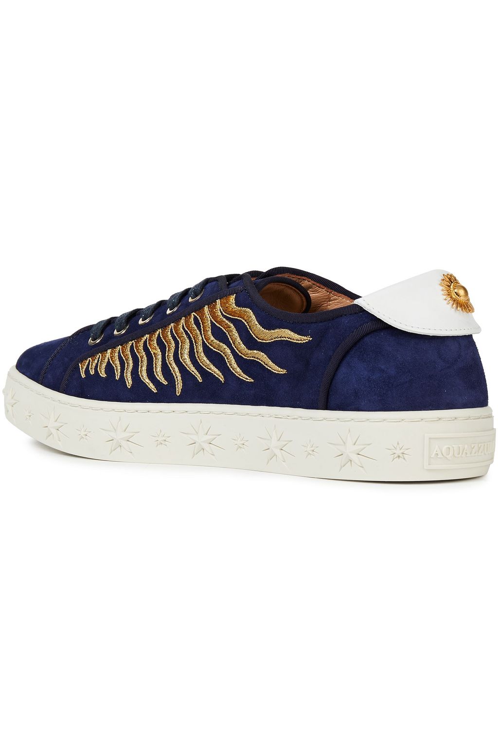 AQUAZZURA Sun Ray metallic embroidered suede sneakers