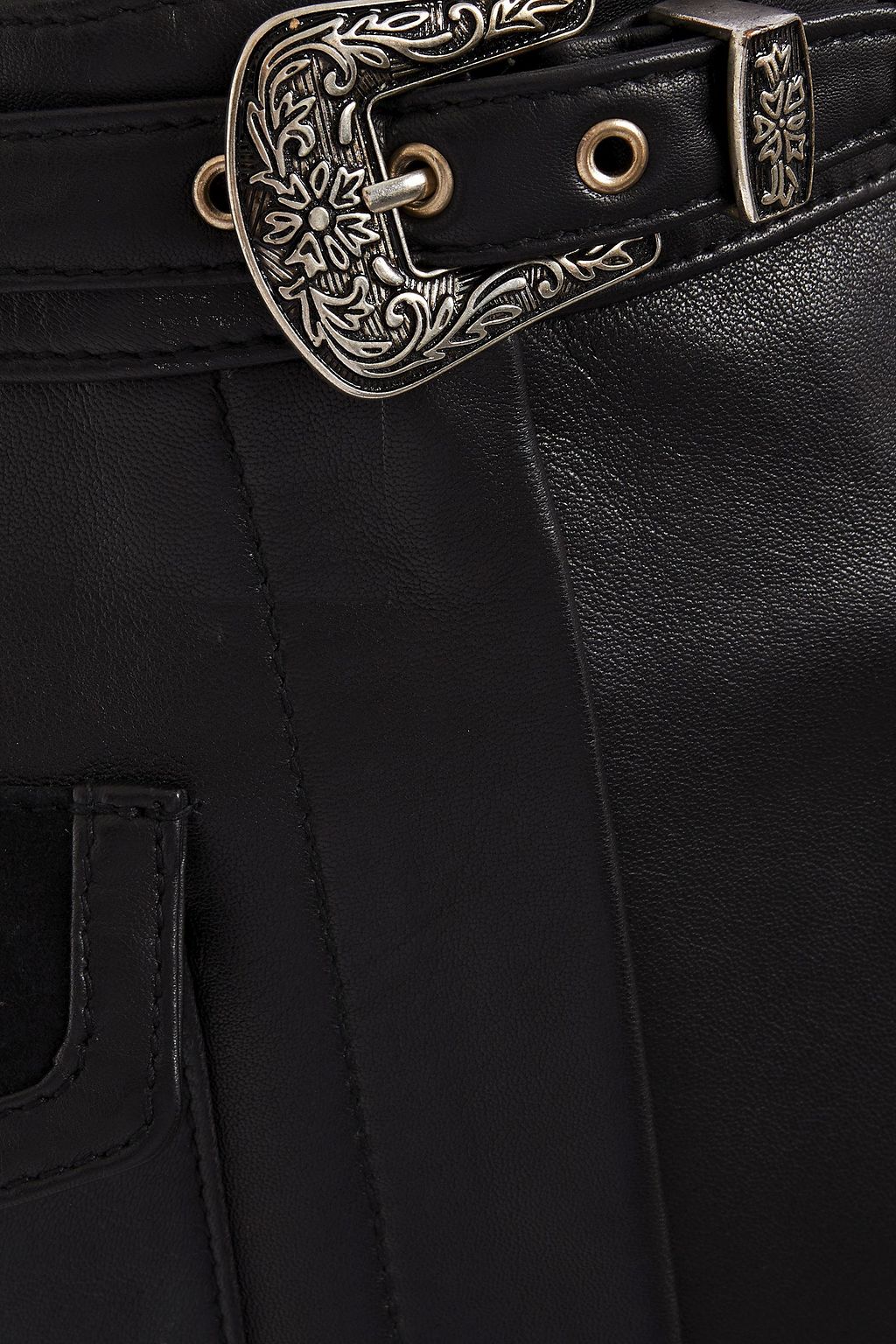 MAJE Belted leather mini skirt