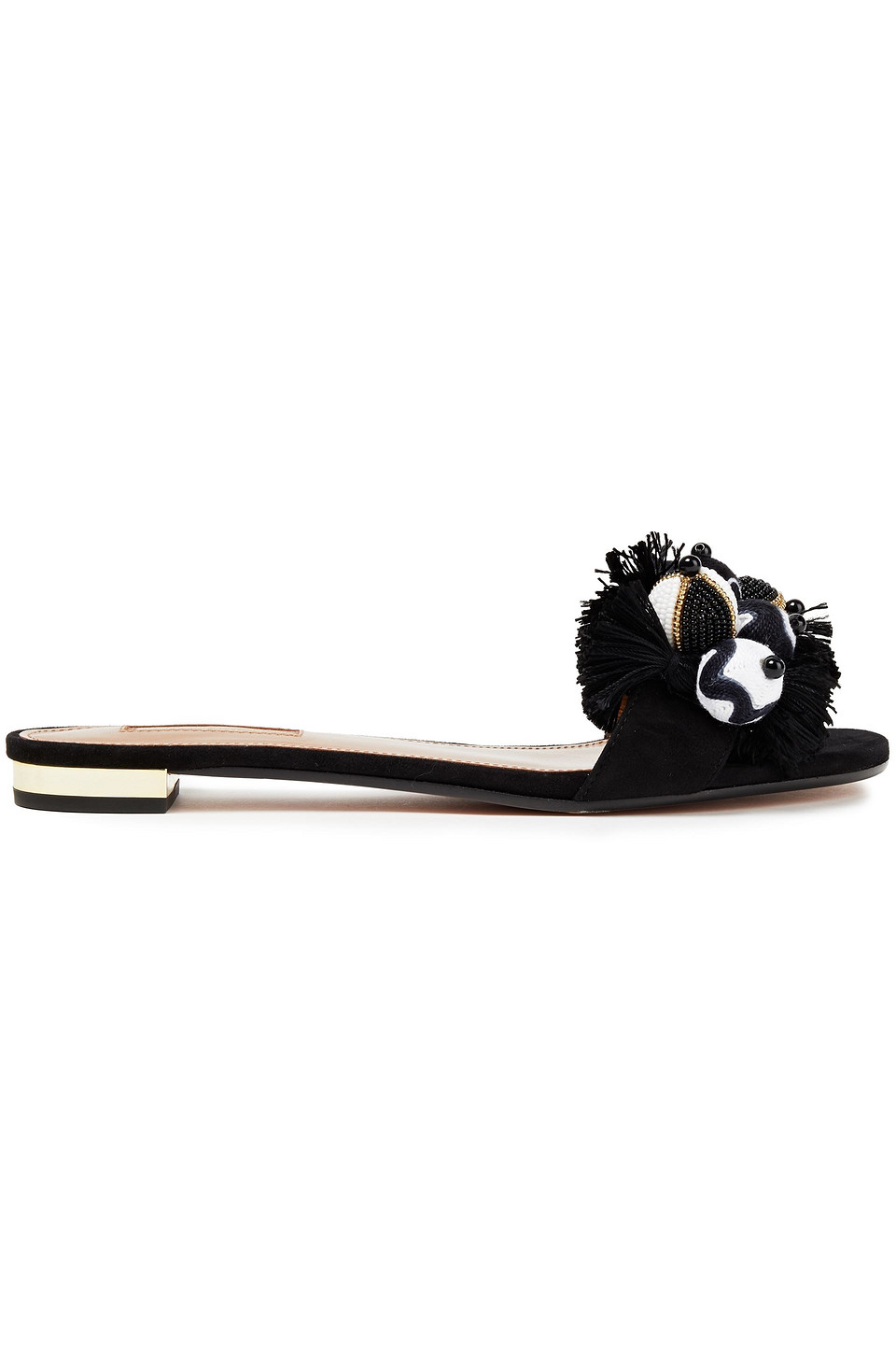 Aquazzura Woman Tropicana Embellished Suede Slides Black Size 35