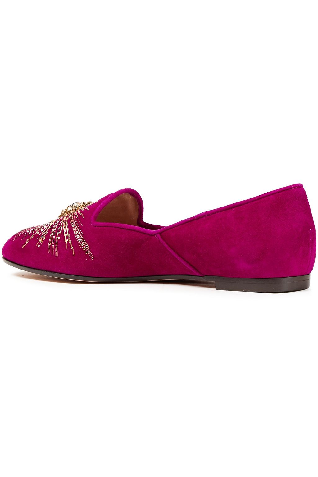 AQUAZZURA Sunlight embellished suede loafers