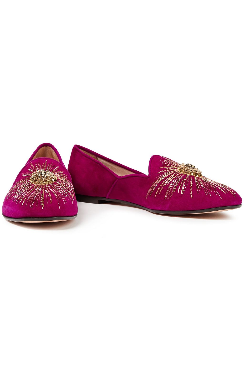 AQUAZZURA Sunlight embellished suede loafers