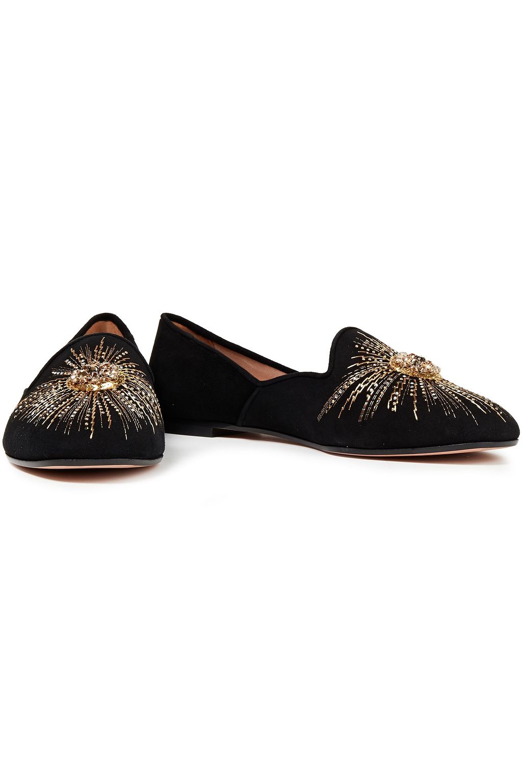 AQUAZZURA Sunlight embellished suede loafers