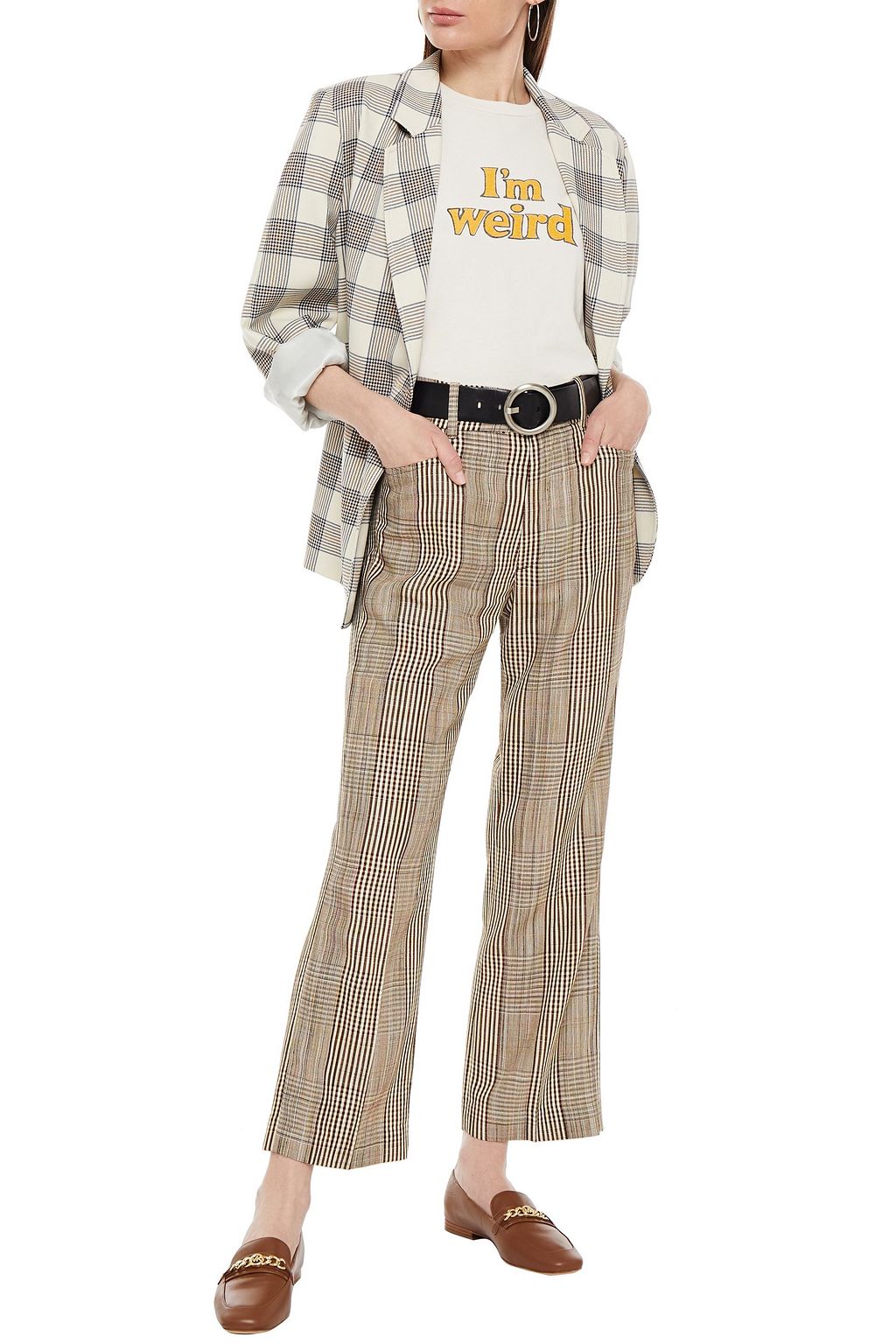 RE/DONE Prince of Wales checked woven kick-flare pants