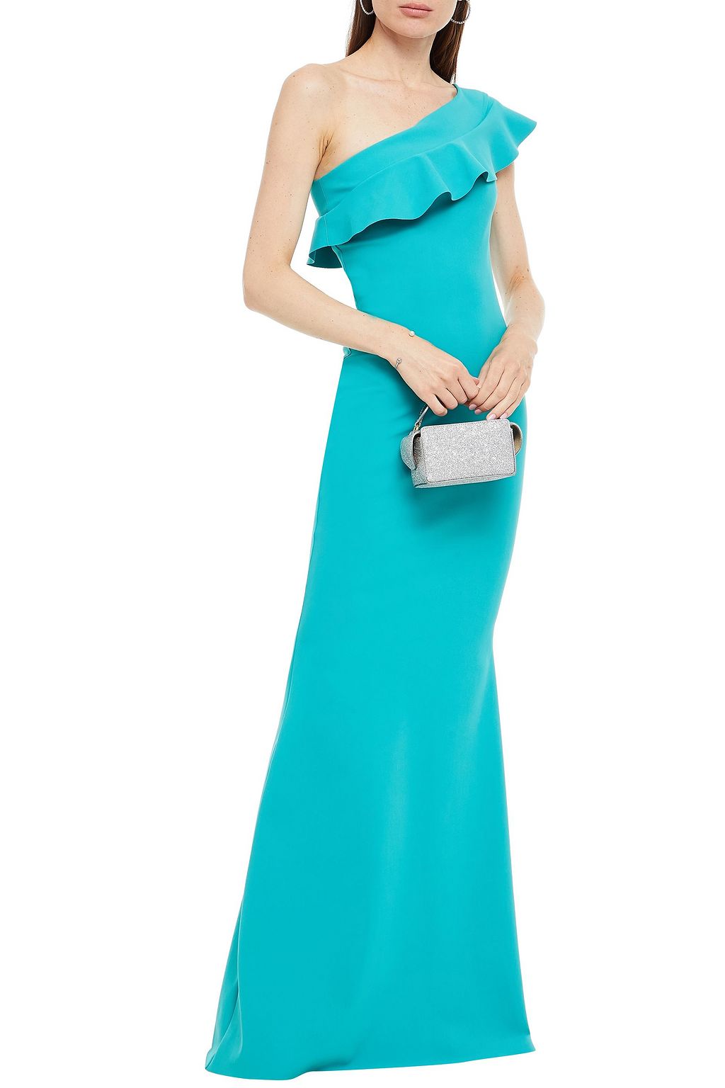 CHIARA BONI LA PETITE ROBE Fia one-shoulder ruffled stretch-ponte gown