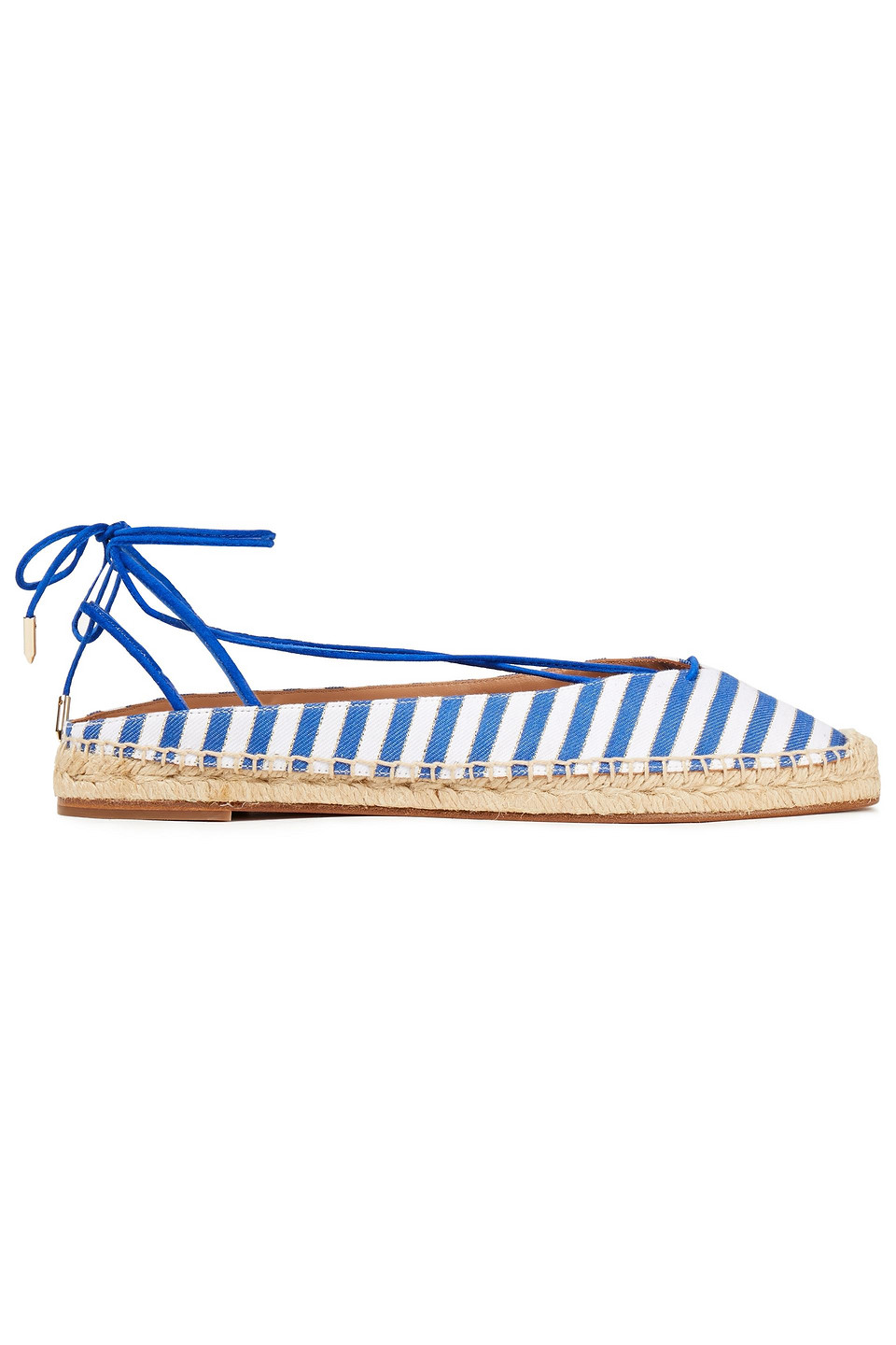 Aquazzura Woman Minimalist Striped Twill Espadrilles Blue Size 37