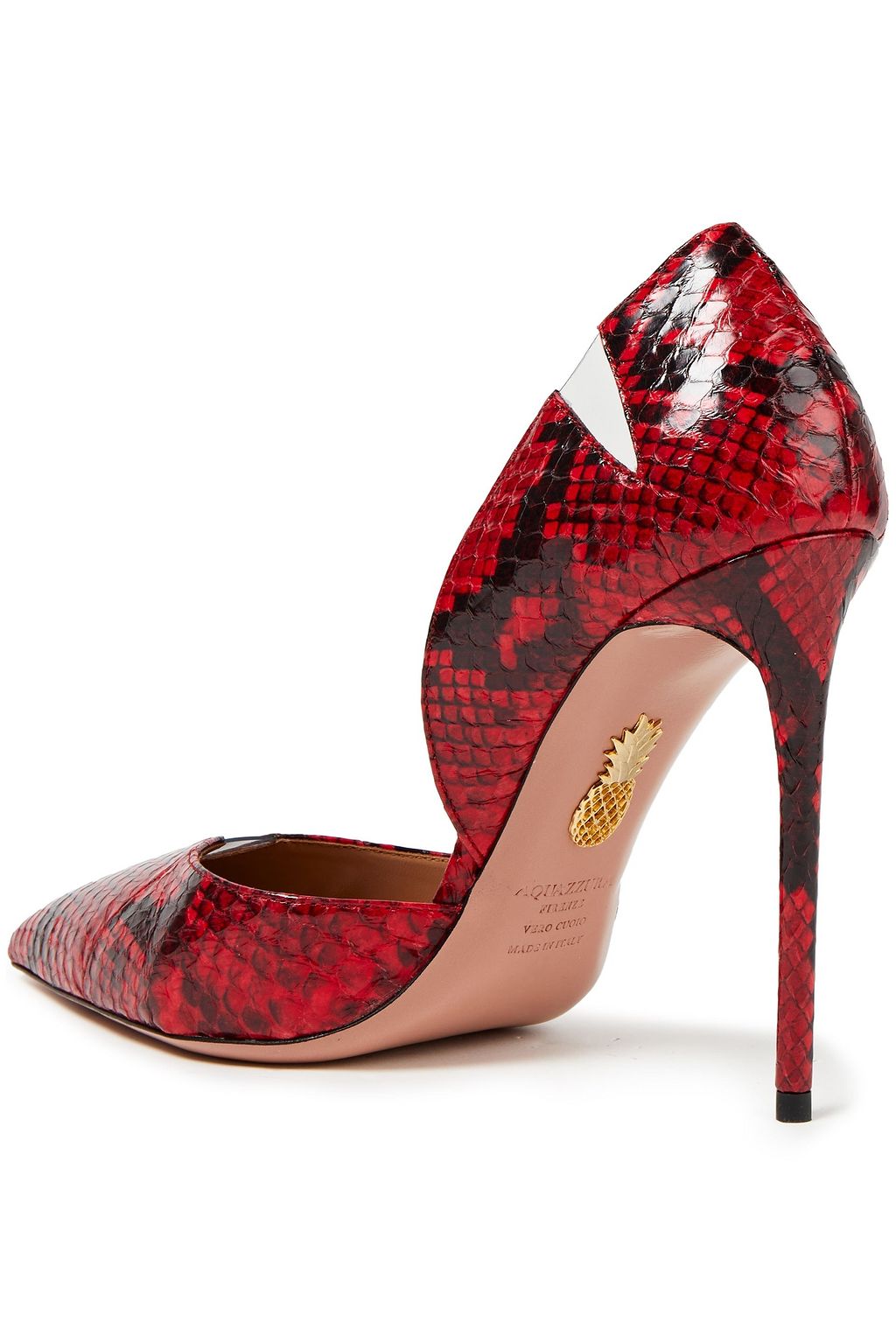 AQUAZZURA Sharp 105 Pumps aus Elapheleder mit PVC-Besatz