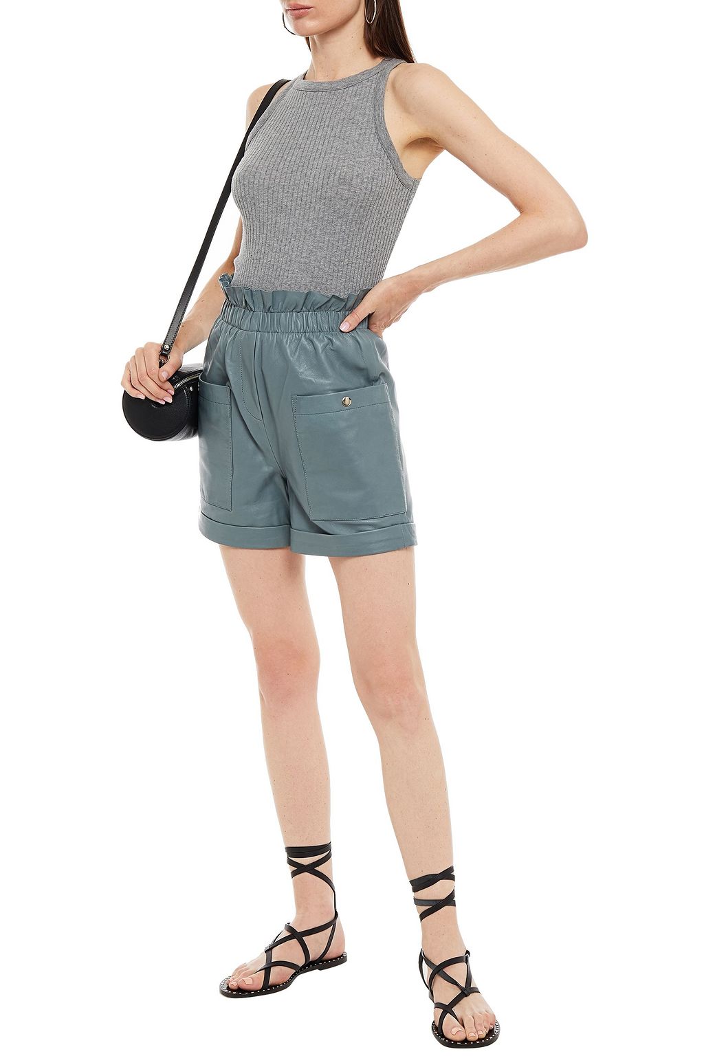 WALTER BAKER Anna ruffle-trimmed leather shorts