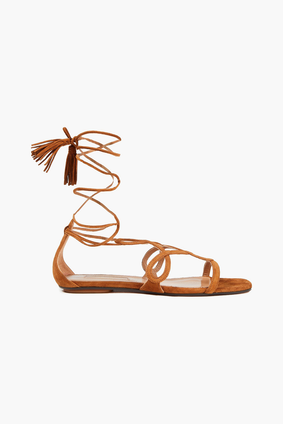 Aquazzura Woman Gitana Lace-up Suede Sandals Camel Size 35