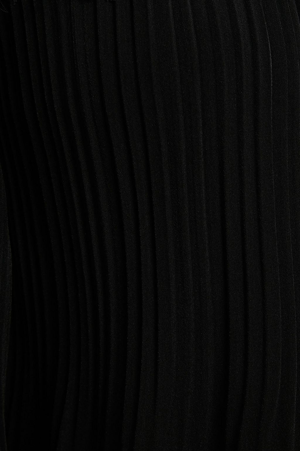 MAJE Lace-paneled pleated satin-crepe blouse
