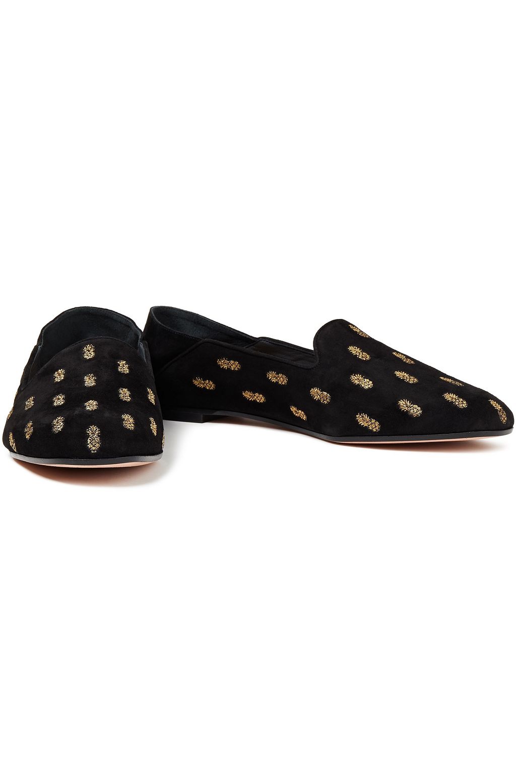 AQUAZZURA Ananas Loafers aus Veloursleder mit Stickereien