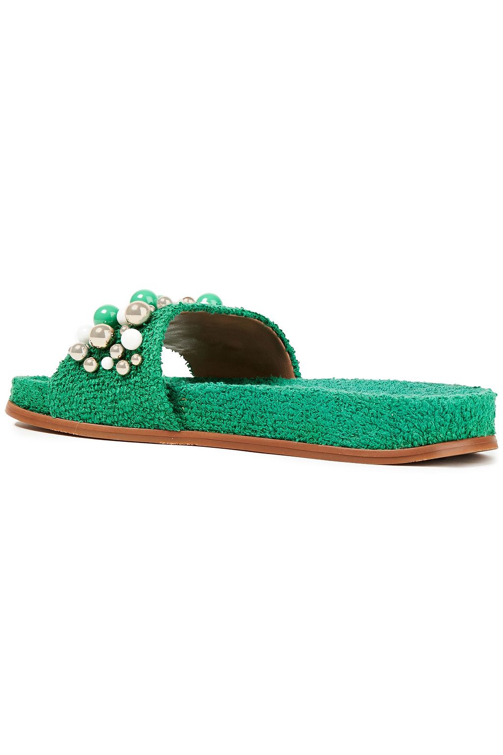 AQUAZZURA Bon Bon embellished terry slides