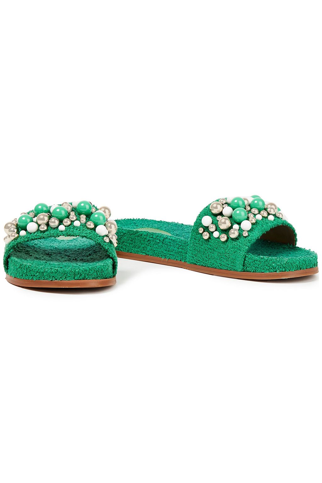 AQUAZZURA Bon Bon embellished terry slides