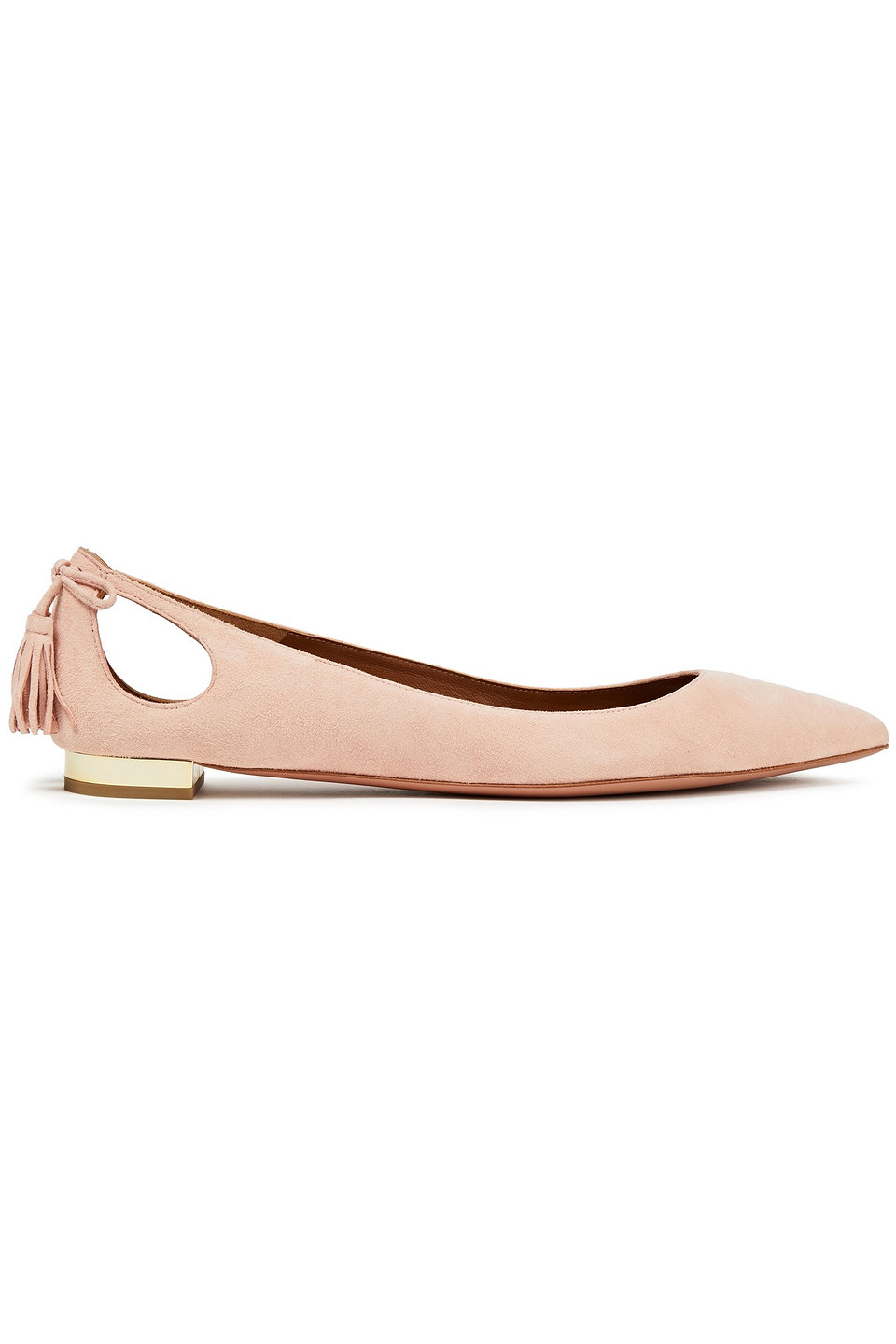 Aquazzura Woman Forever Marilyn Cutout Suede Point-toe Flats Pastel Pink Size 42