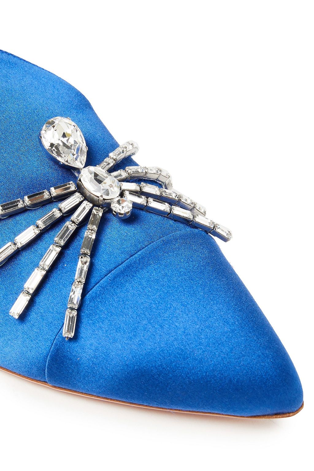AQUAZZURA Crystal Spider embellished satin slippers