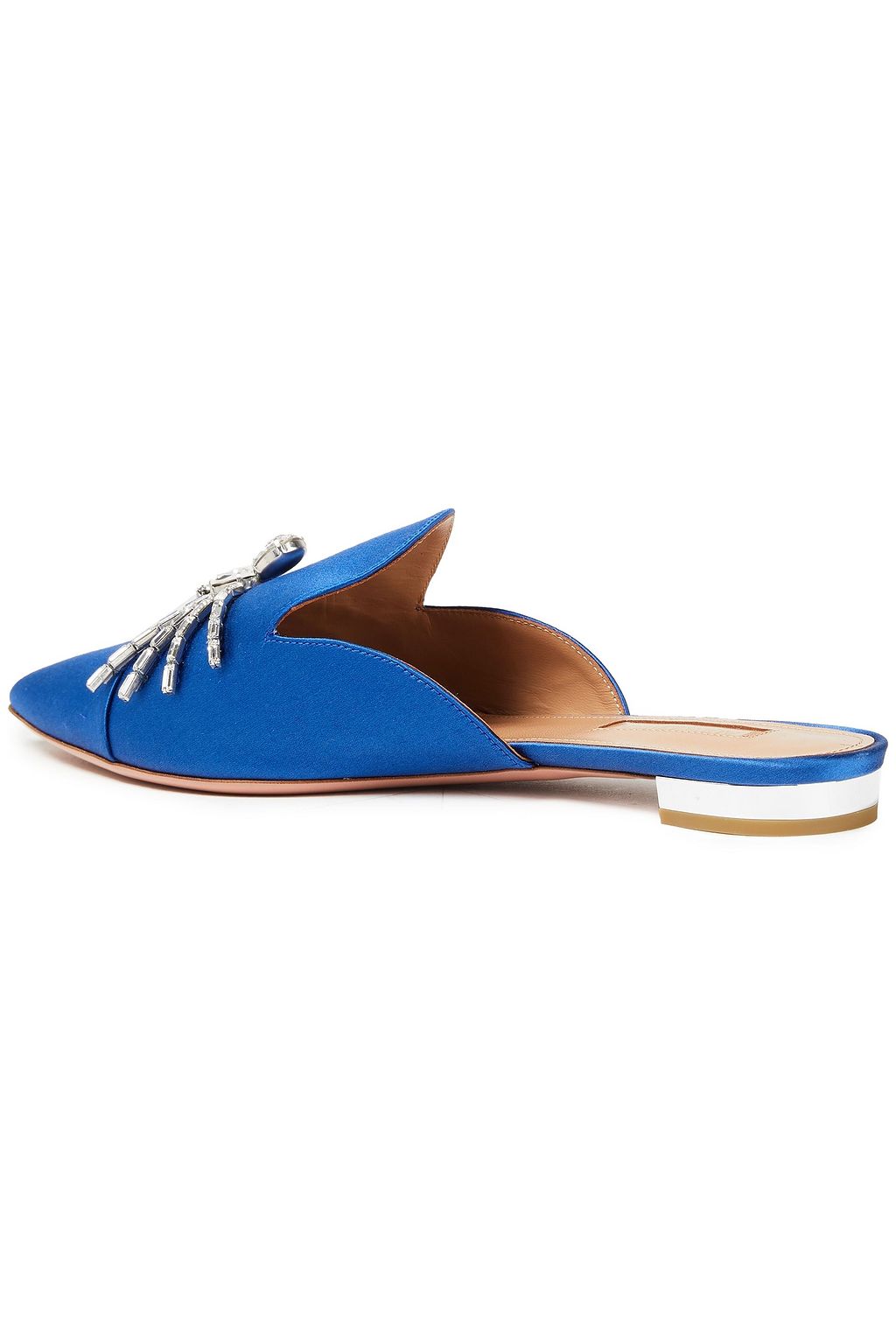 AQUAZZURA Crystal Spider embellished satin slippers