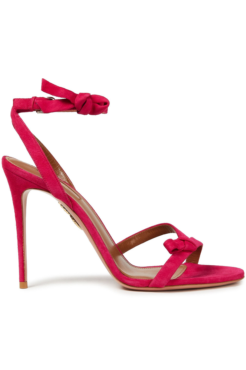 Aquazzura Woman Passion 105 Knotted Suede Sandals Fuchsia Size 41