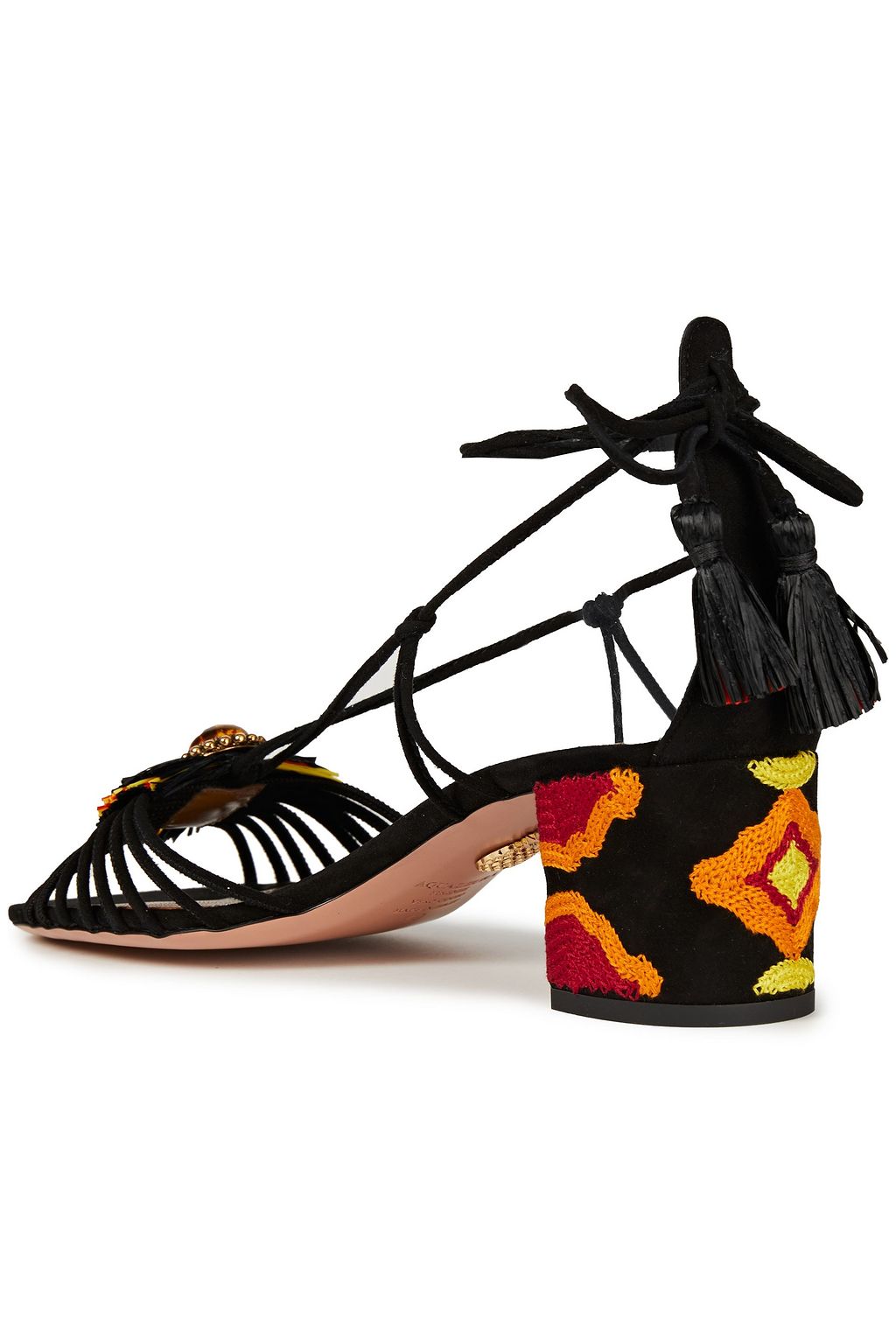 AQUAZZURA Samba 50 embellished suede sandals