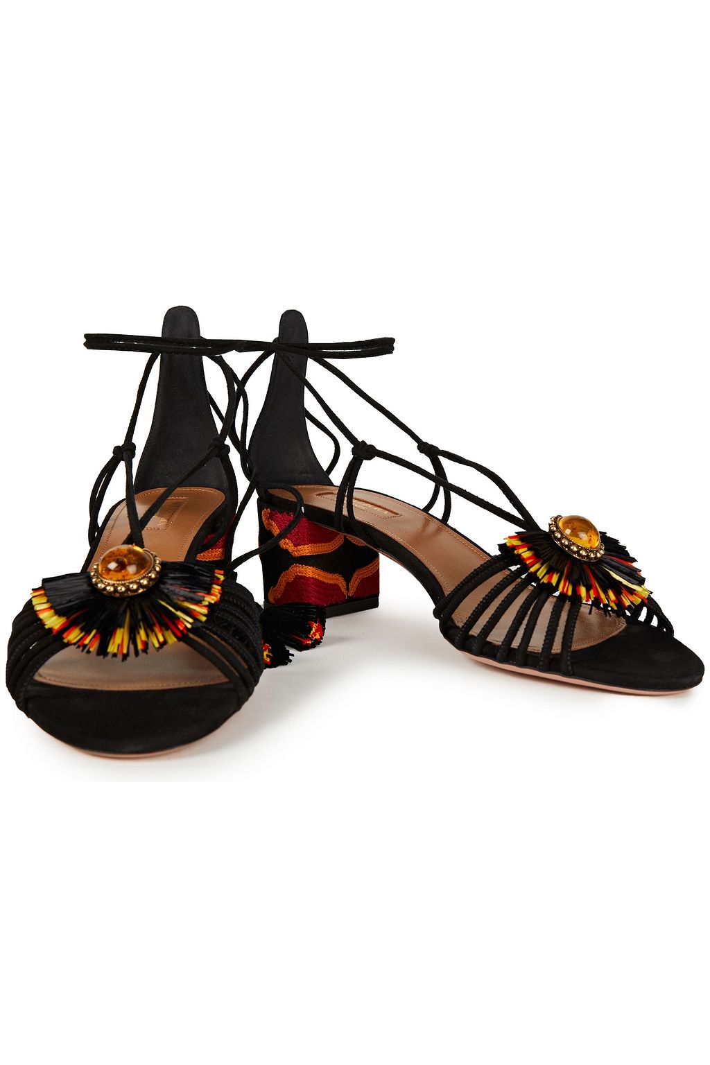AQUAZZURA Samba 50 embellished suede sandals