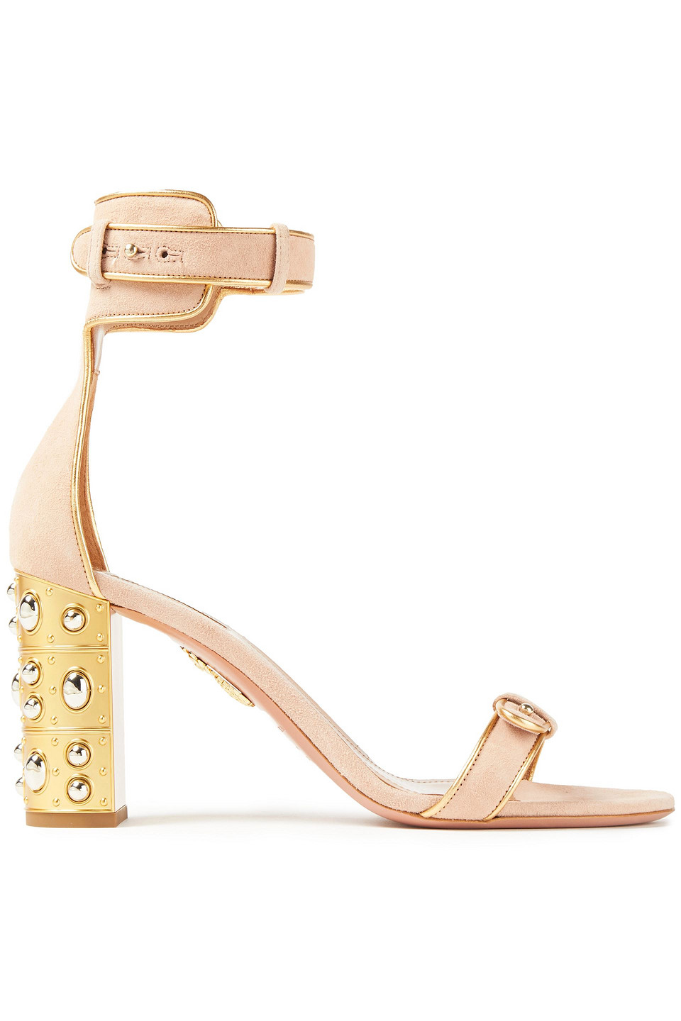 Aquazzura Woman Lucky Star 105 Embellished Suede Sandals Blush Size 35