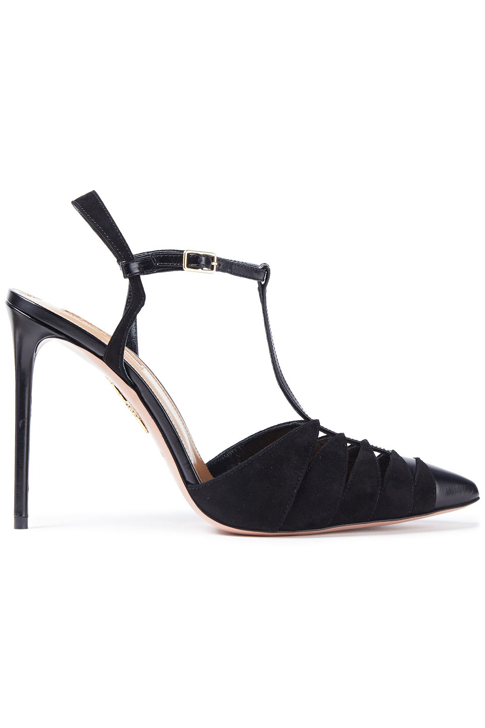 Aquazzura Woman Panthere Cutout Leather-trimmed Suede Pumps Black Size 41