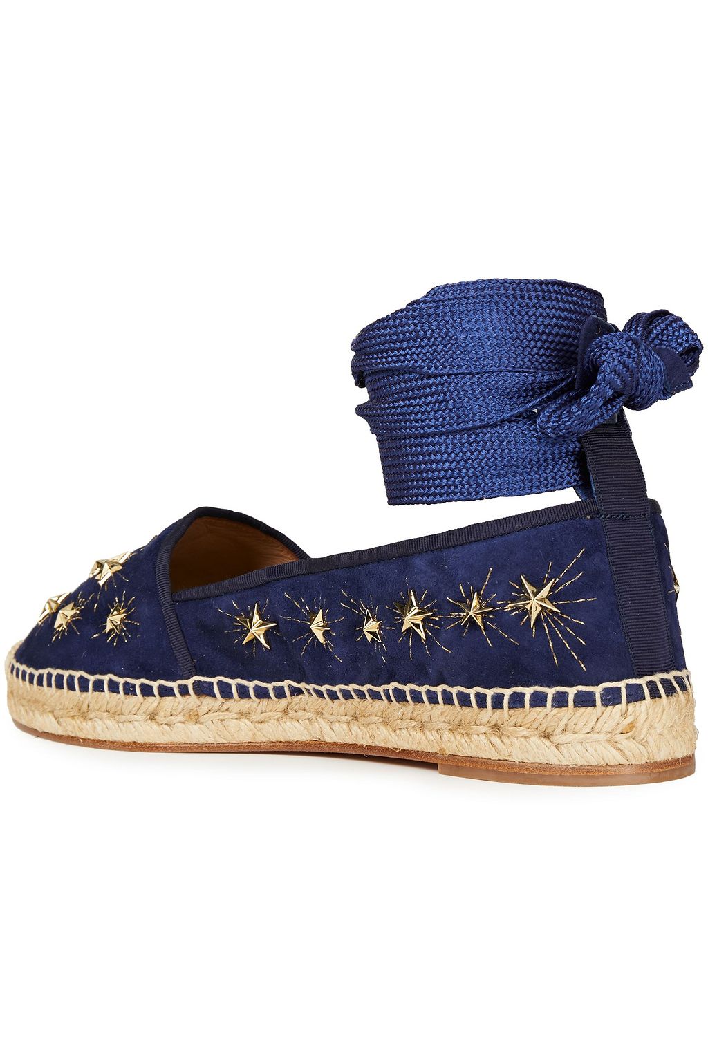 AQUAZZURA Cosmic Star lace-up embellished suede espadrilles