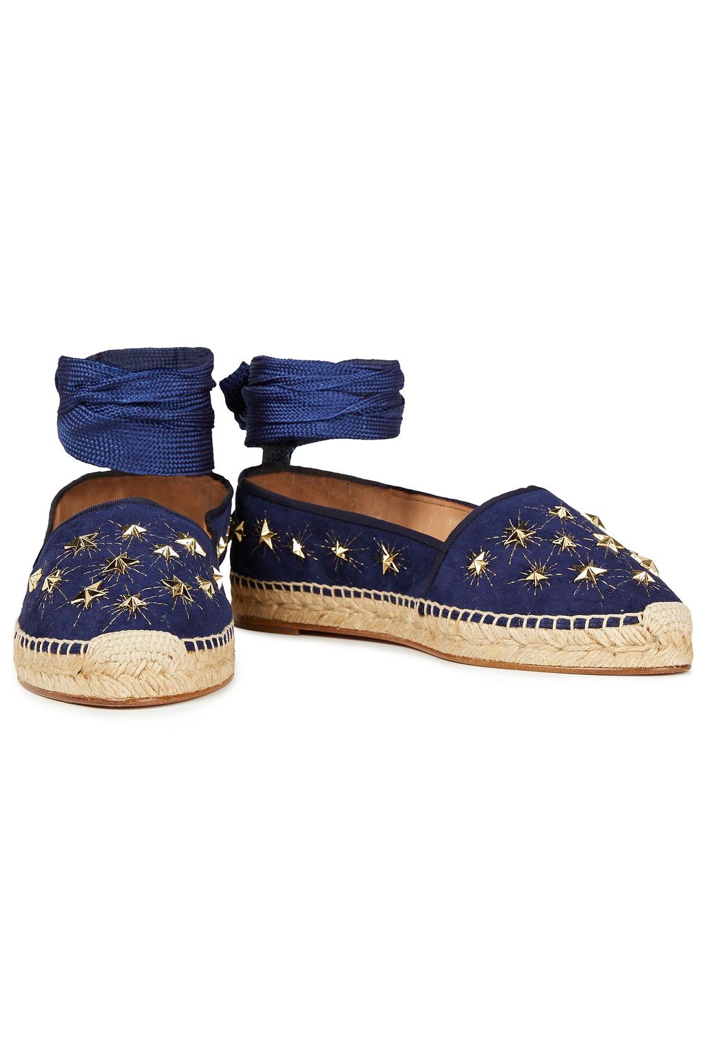 AQUAZZURA Cosmic Star lace-up embellished suede espadrilles
