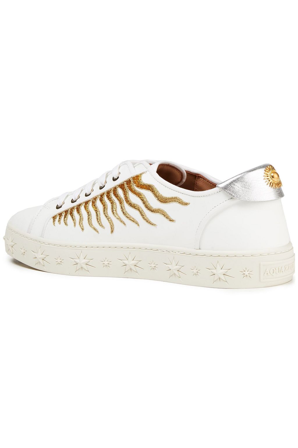 AQUAZZURA Sunray embroidered leather sneakers