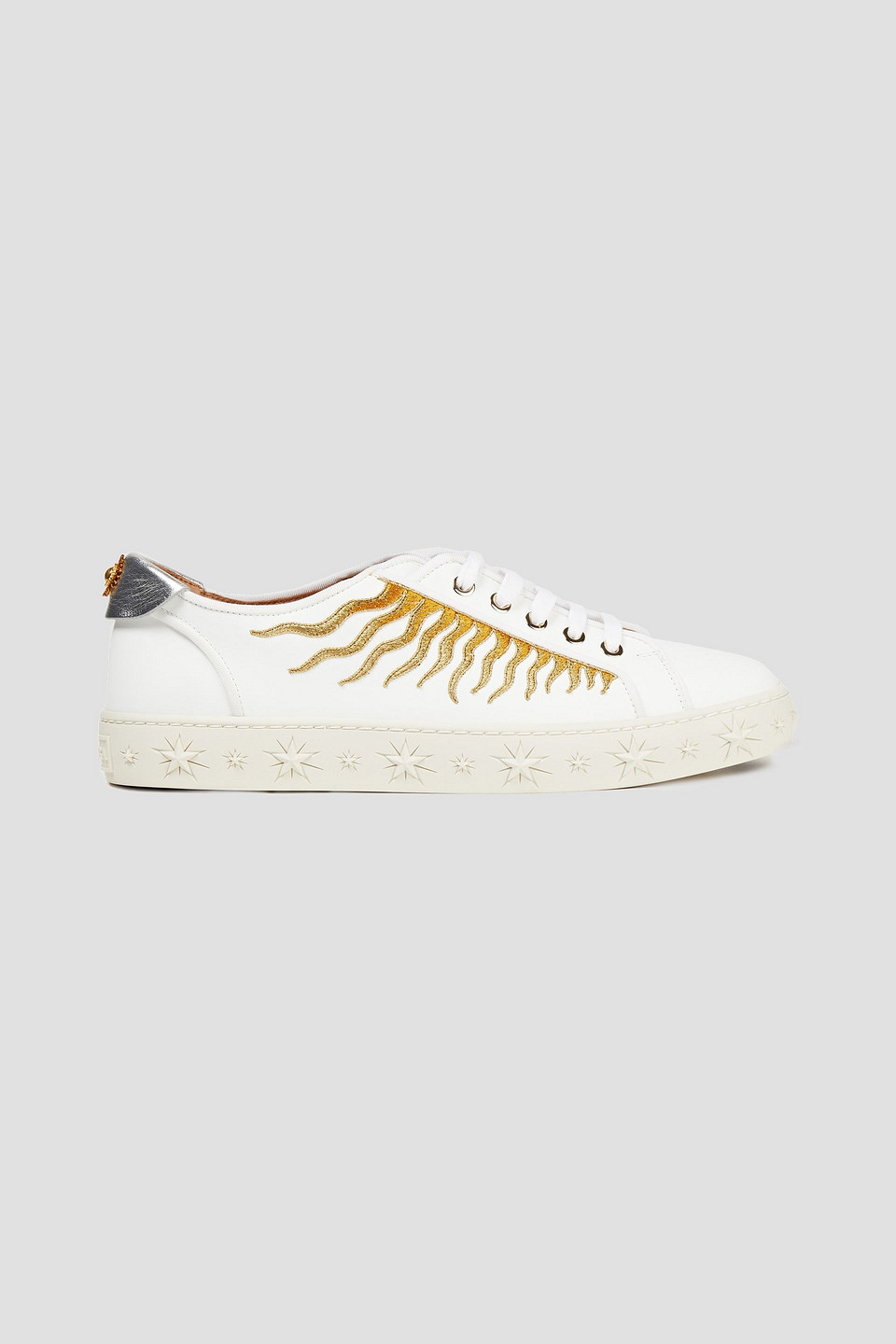 Aquazzura Woman Sunray Embroidered Leather Sneakers White Size 35