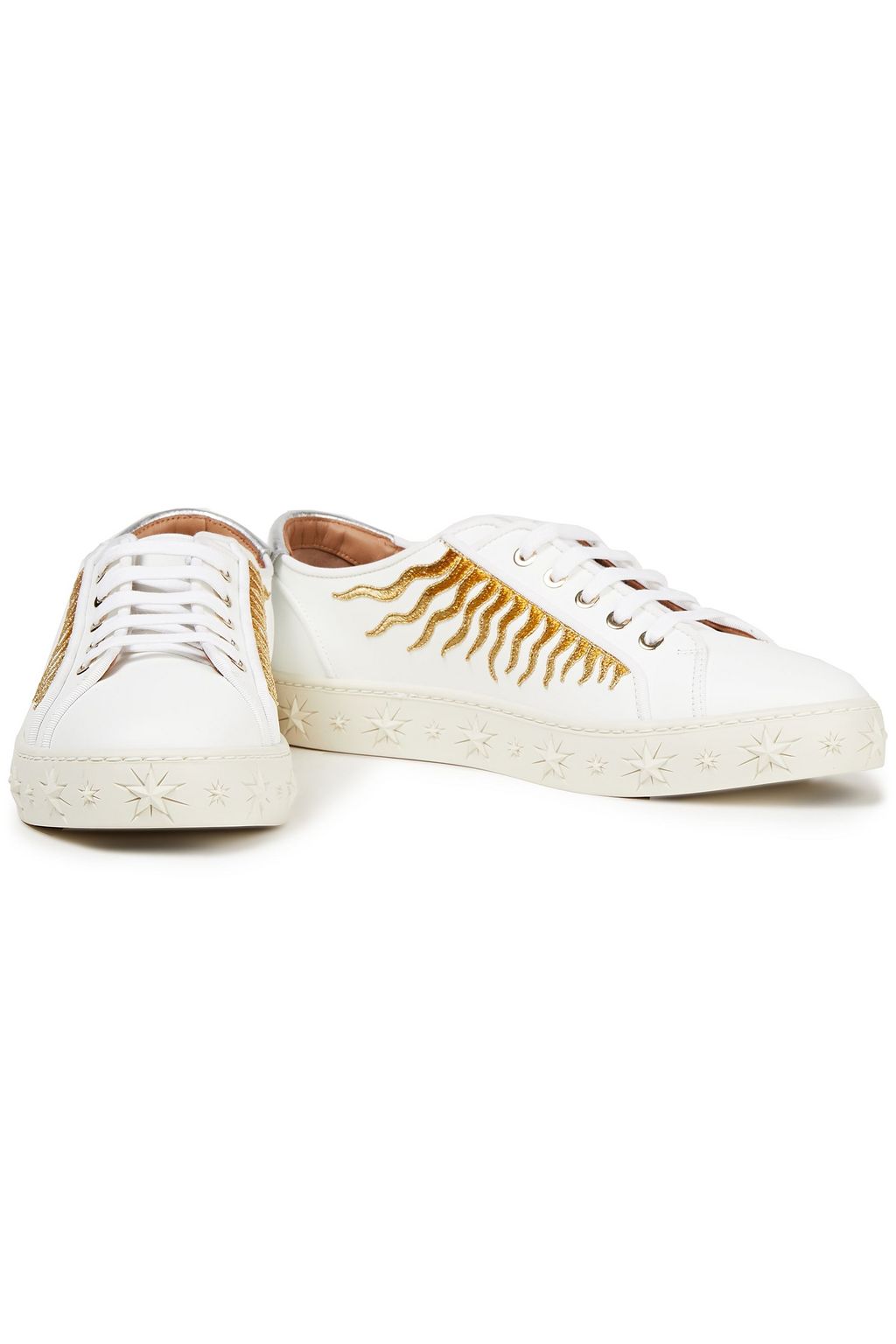 AQUAZZURA Sunray embroidered leather sneakers