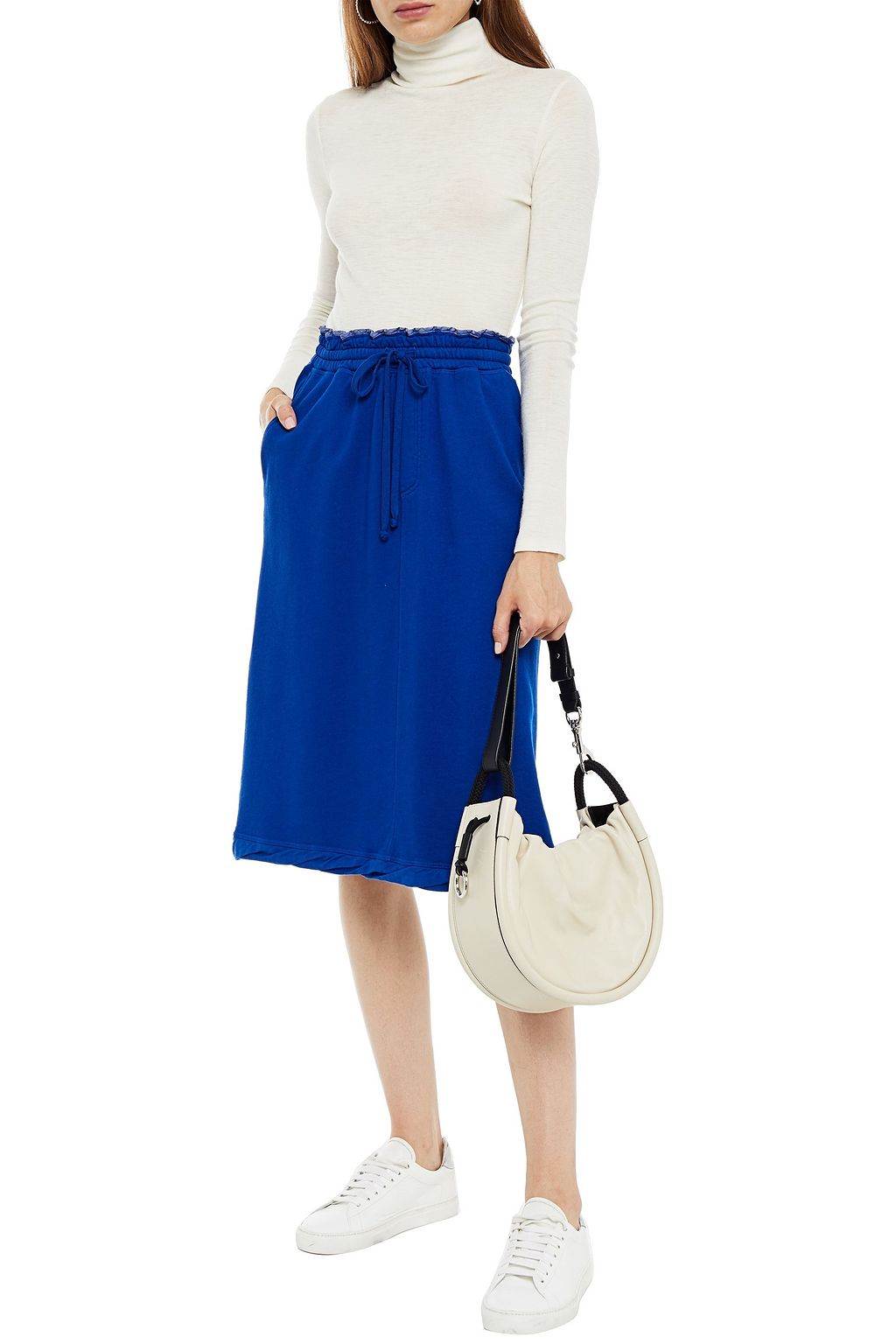 CLU French cotton-terry midi skirt
