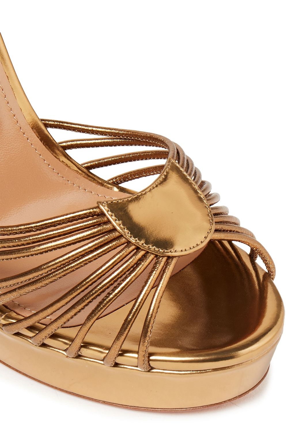 AQUAZZURA Josephine 130 metallic leather platform sandals